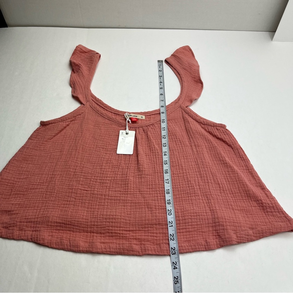 Marine Layer Jude Flutter Sleeve Cotton Tank Rosette Pink Womens Size‎ XL NEW - Picture 10 of 11